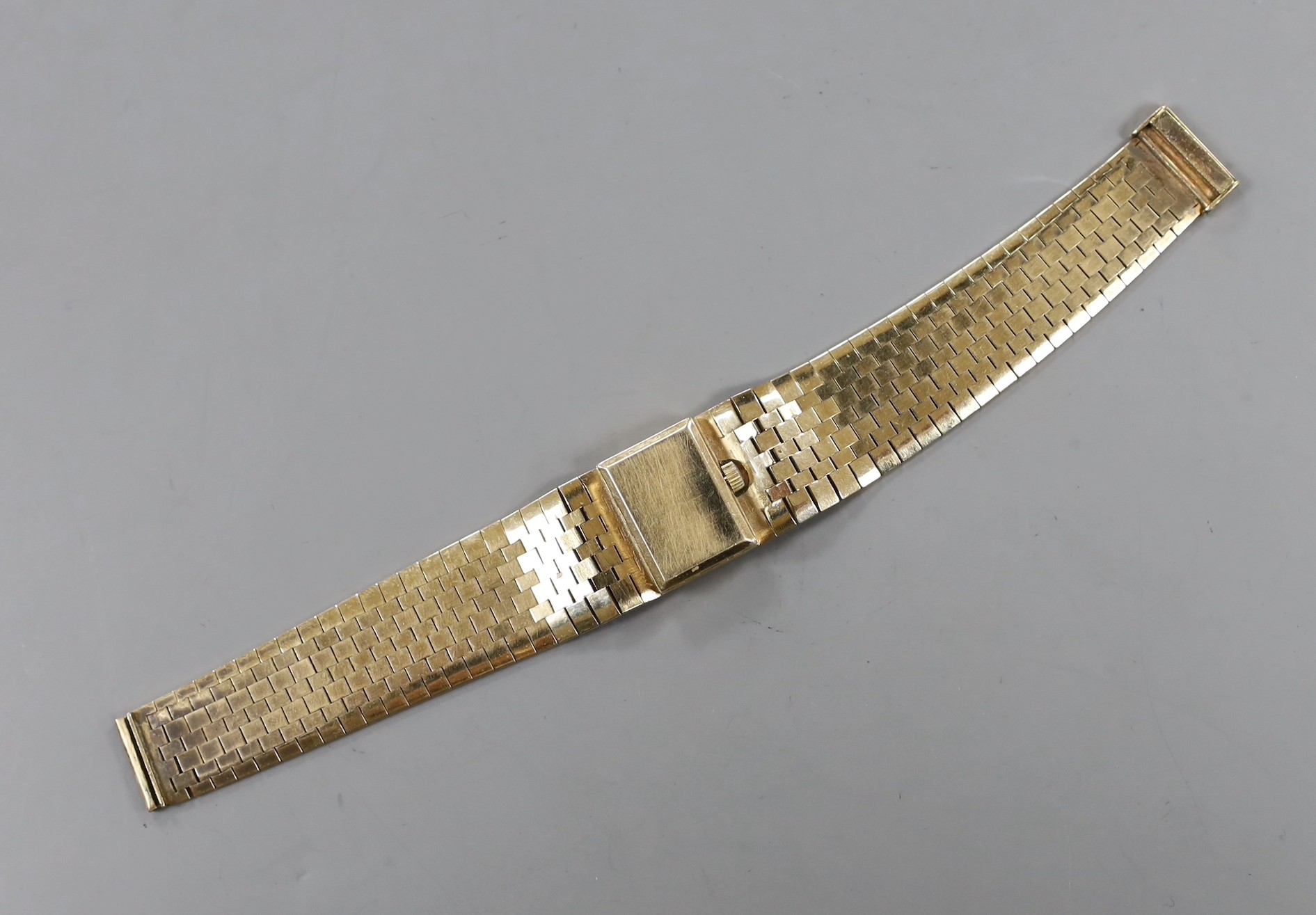 A lady's 1970's? 9ct gold Bueche Girod manual wind bracelet watch, 17cm
